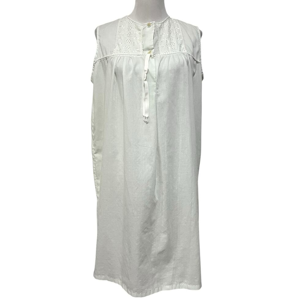 Vintage Gaymode Penneys Nightgown Women's Large Cotton Blend Lace Embroidered